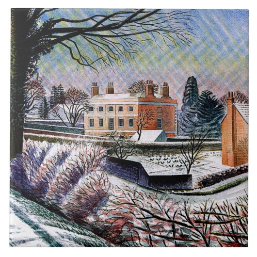 Eric Ravilious, Vicarage in Winter Tegeltje (Voorkant)
