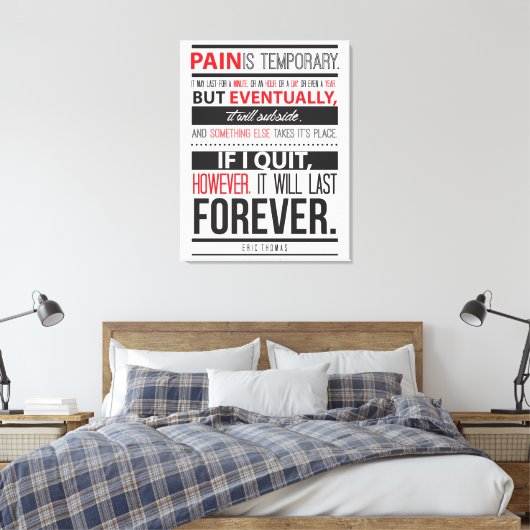 Eric Thomas Inspirerend Quote Pain is tijdelijk Canvas Afdruk (Insitu (Slaapkamer))