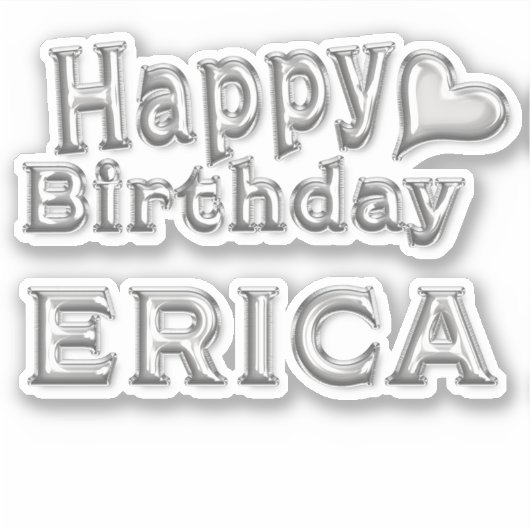 Erica Happy Birthday silver Aufkleber Sticker (Voorkant)