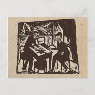 Erich Heckel woodcut post card Briefkaart