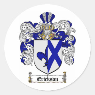 ERICKSON FAMILY CREST - ERICKSON WAPEN RONDE STICKER