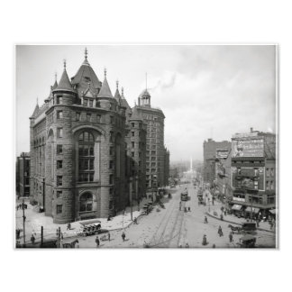 Erie County Savings Bank ~ Main & Niagara St. 1908 Foto Afdruk