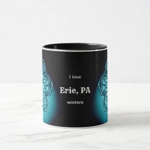 Erie PA I Love Custom City Winters Snowflake Mok