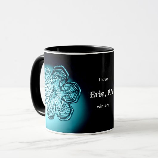 Erie PA I Love Custom City Winters Snowflake Mok (Voorkant links)