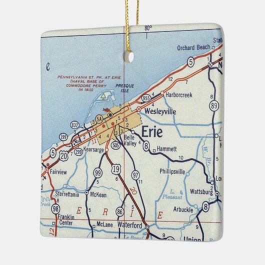 Erie PA map Keramisch Ornament (Links)