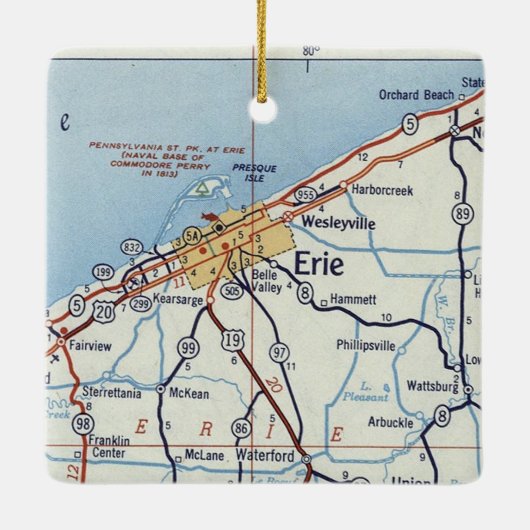 Erie PA  map Keramisch Ornament (Achterkant)