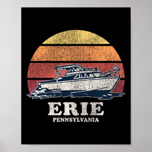 Erie Pa Vintage Varend 70s Retro Boot Design Poster