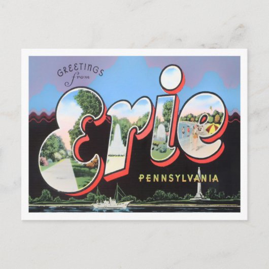 Erie, Pennsylvanie Vintage Big Lettres Carte posta (Devant)