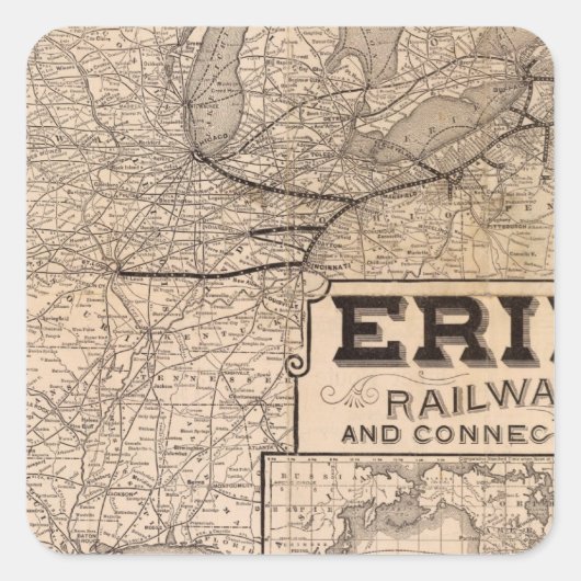 Erie Railway and connections Vierkante Sticker (Voorkant)
