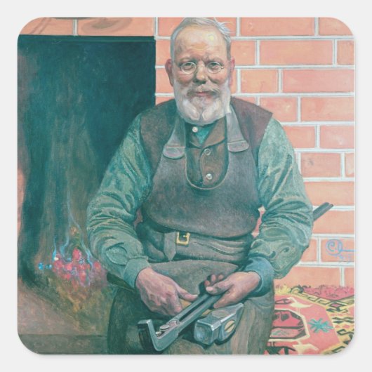 Erik Erikson, de Blacksmith Vierkante Sticker (Voorkant)
