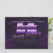 Erik Name Prénom lila retro Carte Anniversaire (Debout devant)