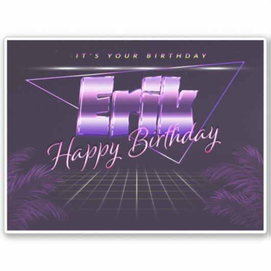 Erik Name Prénom lila retro Sticker (Devant)