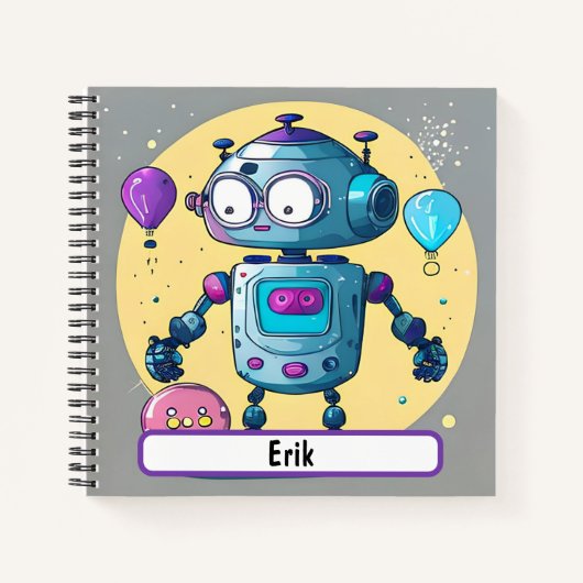 Erik the Brainy Bot with Custom Nametag Carnet (Devant)