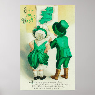 Erin Go Bragh Couple die de Ierse kaart bekijkt Poster