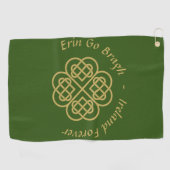 Erin Go Bragh Gold Celtic Shamrock Golfhanddoek (Horizontaal)