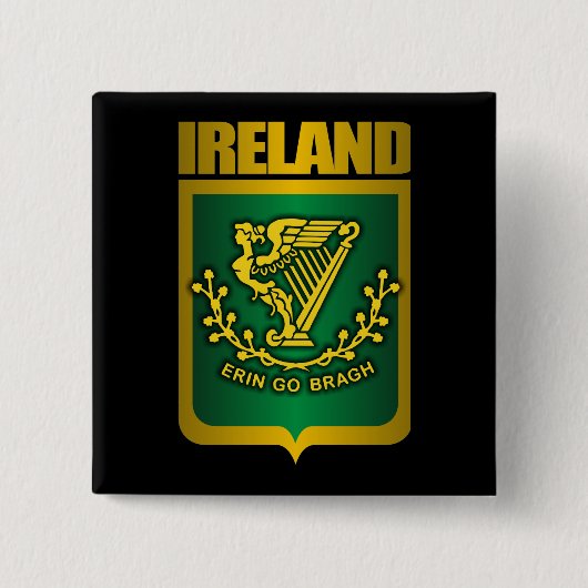 "Erin Go Bragh" Gold Vierkante Button 5,1 Cm (Voorkant)