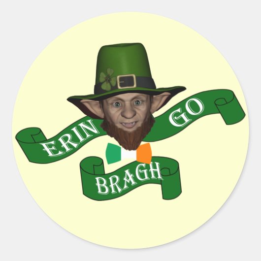 Erin go bragh grappige kabouter ronde sticker (Voorkant)