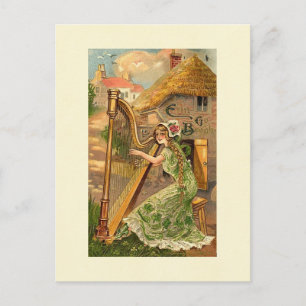 Erin Go Bragh Harp Woman Briefkaart