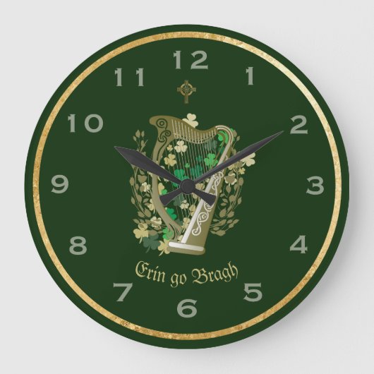 Erin Go Bragh Horloge murale irlandaise de la harp (Recto)