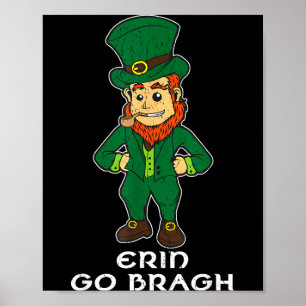 Erin Go Bragh Ierland Voor Altijd Leprechaun T-shi Poster