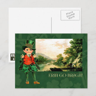 Erin Go Bragh. Vintage Little Irish Boy Briefkaart