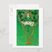 Erin Go Bragh Woman op Harp Scene Briefkaart (Voorkant / Achterkant)