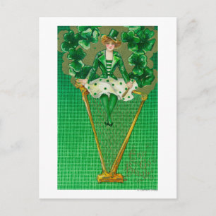 Erin Go Bragh Woman op Harp Scene Briefkaart