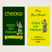 Erin Go Braugh Custom Free Drink Ticket Visitekaartje (Voorkant /achterkant)