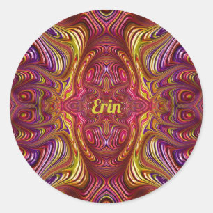 ERIN ~ Multicolored Fractal Design ~ Ronde Sticker