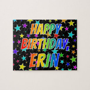 "ERIN" Voornaam, geun "HAPPY BIRTHDAY" Legpuzzel