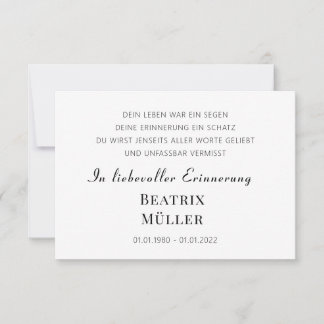 Erinnerung Modern Elegant Simple Chic Dankeskarte Bedankkaart