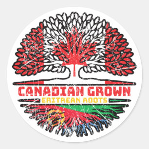 Eritrea Eritrees Canadese Canada Tree Roots Flag Ronde Sticker