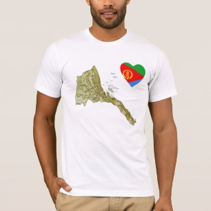 Eritrea Flag Heart en Map T-Shirt