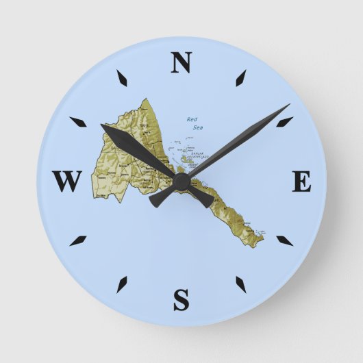 Eritrea Map Clock Ronde Klok (Voorkant)