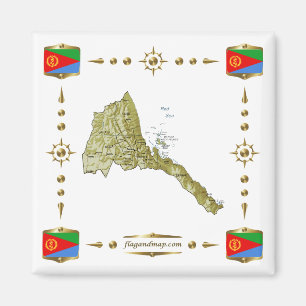 Eritrea Map + Flags Magnet Magneet