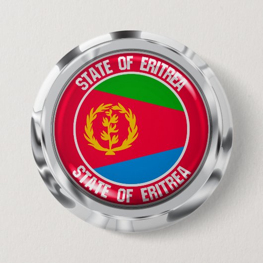 Eritrea Round Emblem Ronde Button 7,6 Cm (Voorkant)