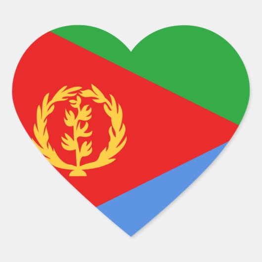 Eritrea Vlag Hart Sticker (Voorkant)