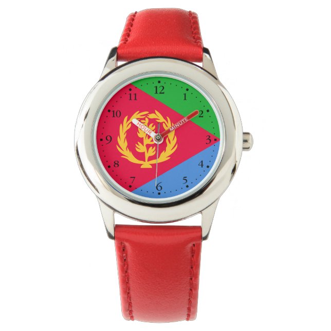 Eritrea Vlag Horloge (Voorkant)