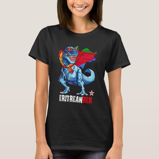 ERITREANRex Proud ERITREAN Flag Fun Dinosaur Sauru T-shirt (Voorkant)