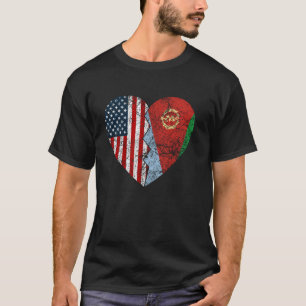 Eritrese Amerikaanse vlaggen Hart Verenigde Staten T-shirt