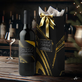Erkenning Elegante Zwarte en Gouden Wijncadeautas Wijn Cadeautas