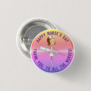Erkenning Verpleegster's Day Roze Ronde Button 3,2 Cm