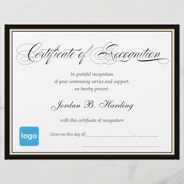 Erkenningscertificaat - Toevoegen van Logo (Voorkant)