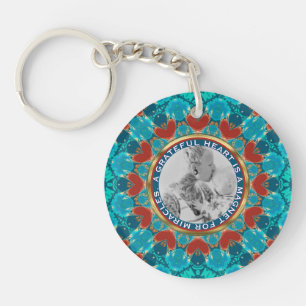 Erkenntelijkheid Aqua Teal Mandala Aangepaste Woor Sleutelhanger