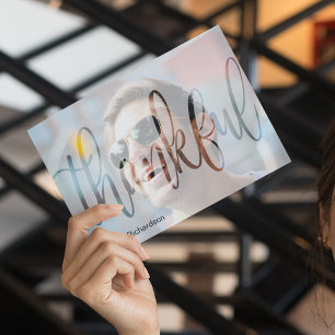 Erkentelijke typografie foto-herdenkingskaart beda bedankkaart