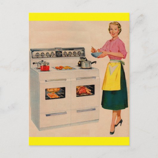 Erma en haar ovenoven met dubbele schuur briefkaart (Voorkant)