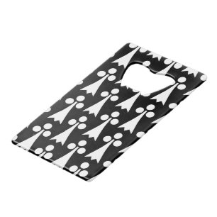 Ermine Pattern, Middeleeuws Patroon, Wit op Zwart Kredietkaart Flessenopener