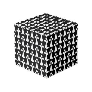 Ermine Pattern, Middeleeuws Patroon, Wit op Zwart Kubus
