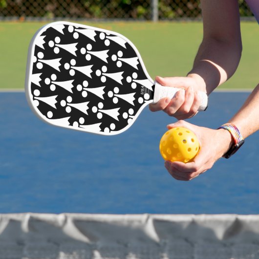 Ermine Pattern, Middeleeuws Patroon, Wit op Zwart Pickleball Paddle (Insitu)