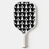 Ermine Pattern, Middeleeuws Patroon, Wit op Zwart Pickleball Paddle (Achterkant)